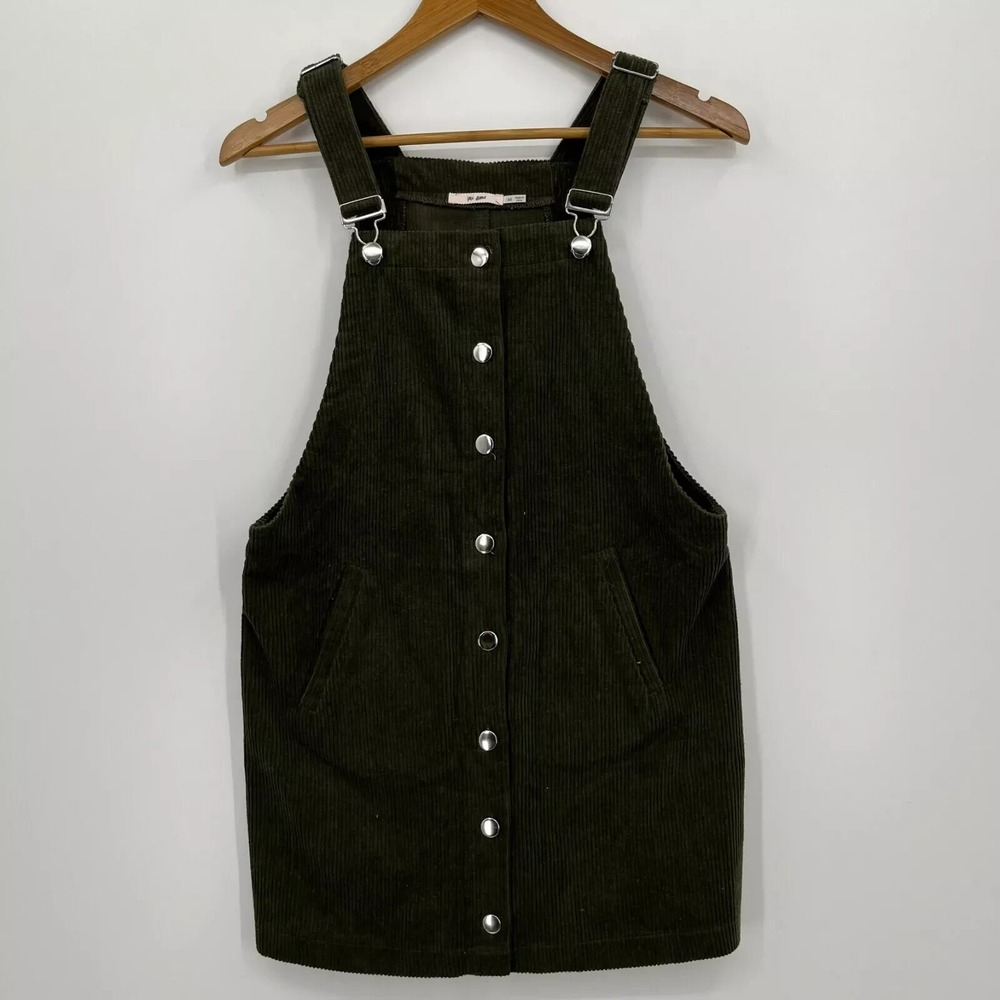 Mi Ami Overalls Skirt Women's Size M Green Corduroy Pockets New NWT Francesca's